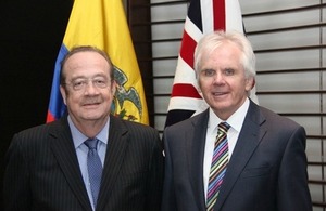 Carlos Abad Ortiz, new Ecuadorean Ambassador to the UK and Patrick Mullee, British Ambassador to Quito