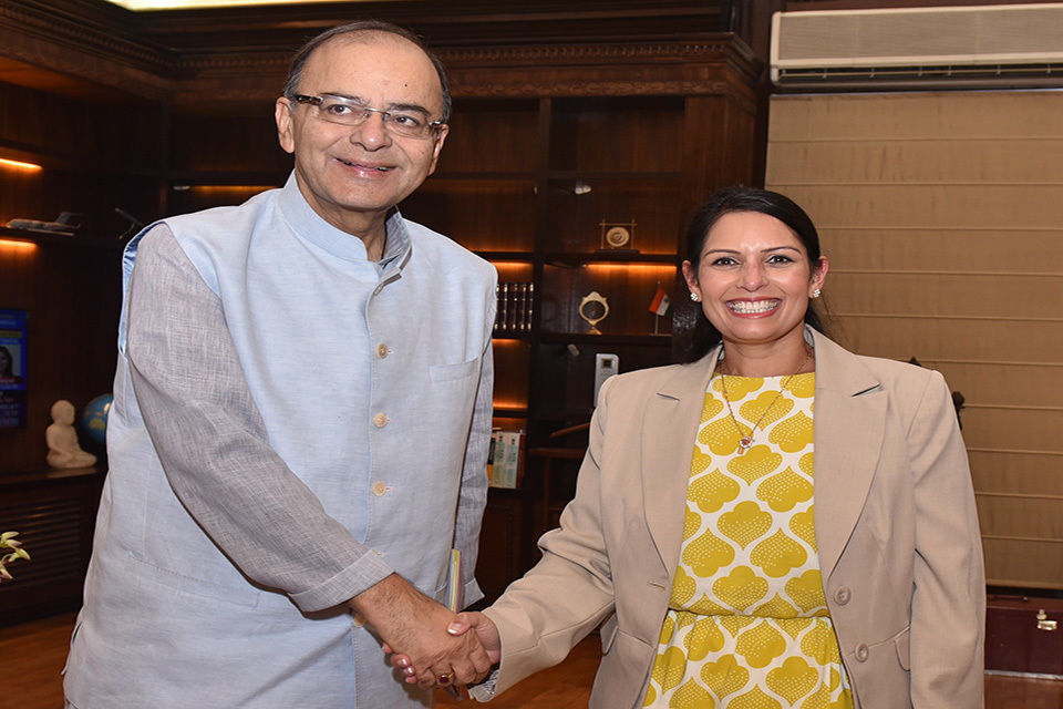 Priti patel meets indian finance minister arun jaitley