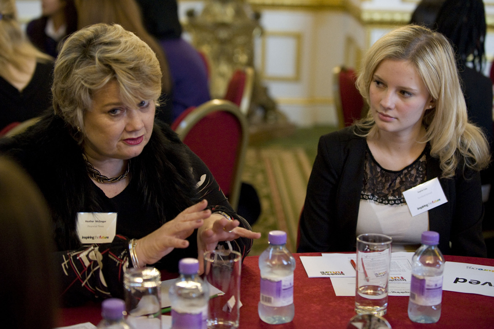 Heather McGregor talking to young women at the launch event