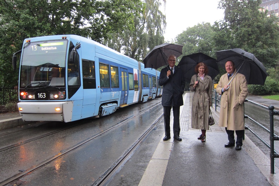 Ambassadors at tram stop