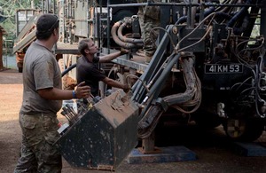 Lance Corporal Patrick Crowe and Lance Corporal Liam Beach at work on a pump installation [Picture: Corporal Andy Reddy, Crown copyright]