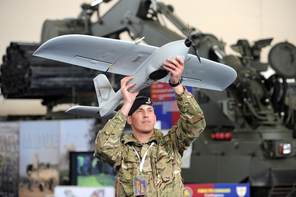 A soldier with an unmanned air system