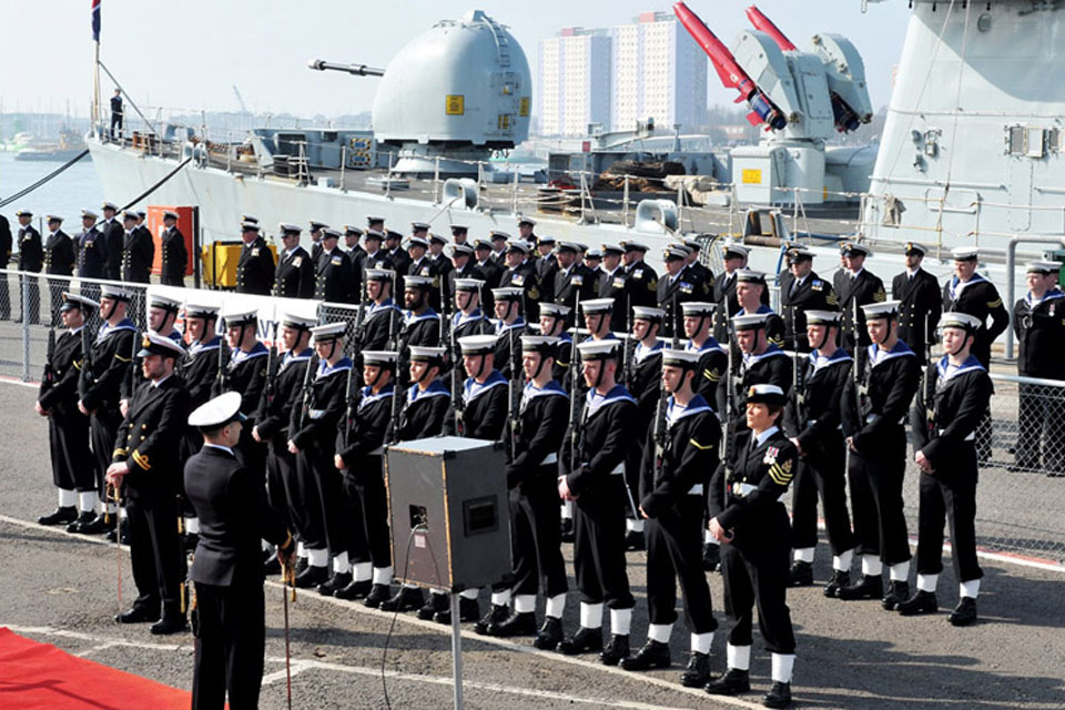 HMS Liverpool decommissioning ceremony at the South Railway Jetty, Portsmouth Naval Base
