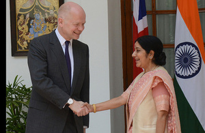 Foreign Secretary meets India's minister for external affairs Sushma Swaraj in New Delhi