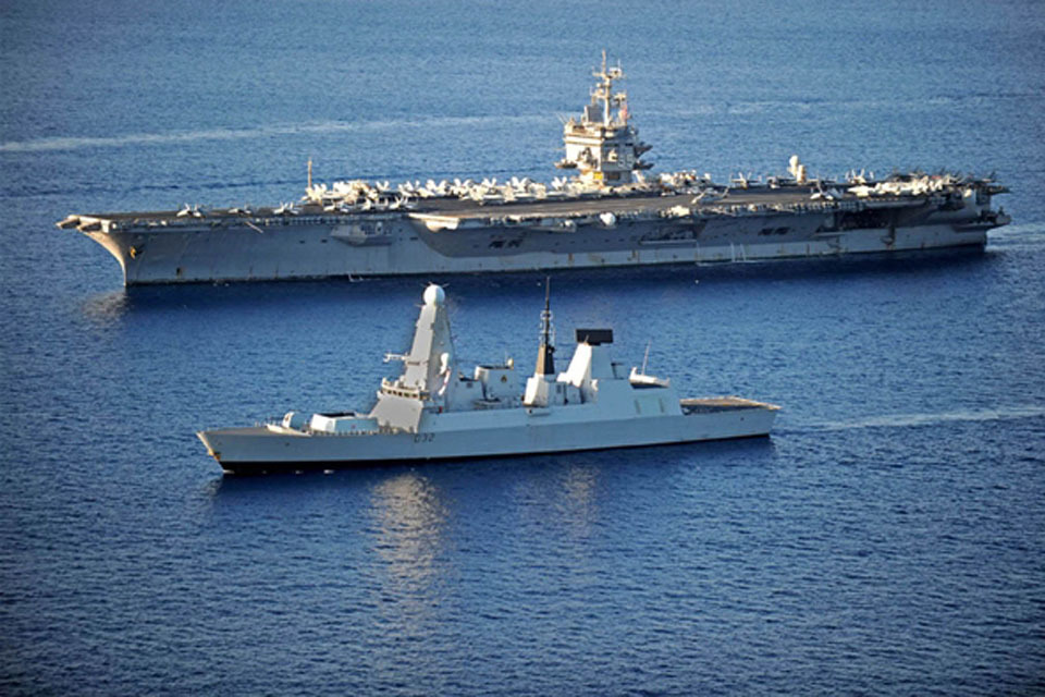 HMS Daring teams up with USS Enterprise for Atlantic exercise