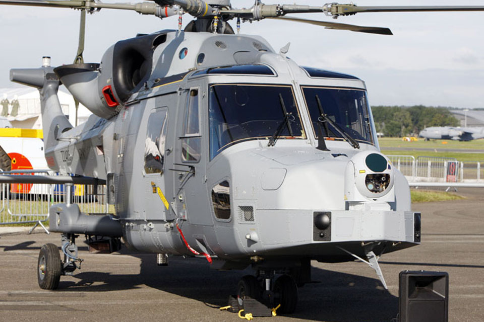 One of the first two Army Wildcat helicopters handed over to the MOD by AgustaWestland at the Farnborough International Airshow