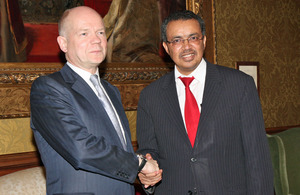 Foreign Secretary William Hague meeting Dr Tedros Adhanom Ghebreyesus, Foreign Minister of Ethiopia in London, 10 January 2013.