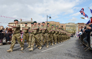 Royal Marines of 40 Commando marching through Taunton [Picture: Leading Airman (Photographer) Vicki Benwell, Crown copyright]