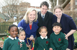 Elizabeth Truss and Rory Stewart at Griffin Primary School in London