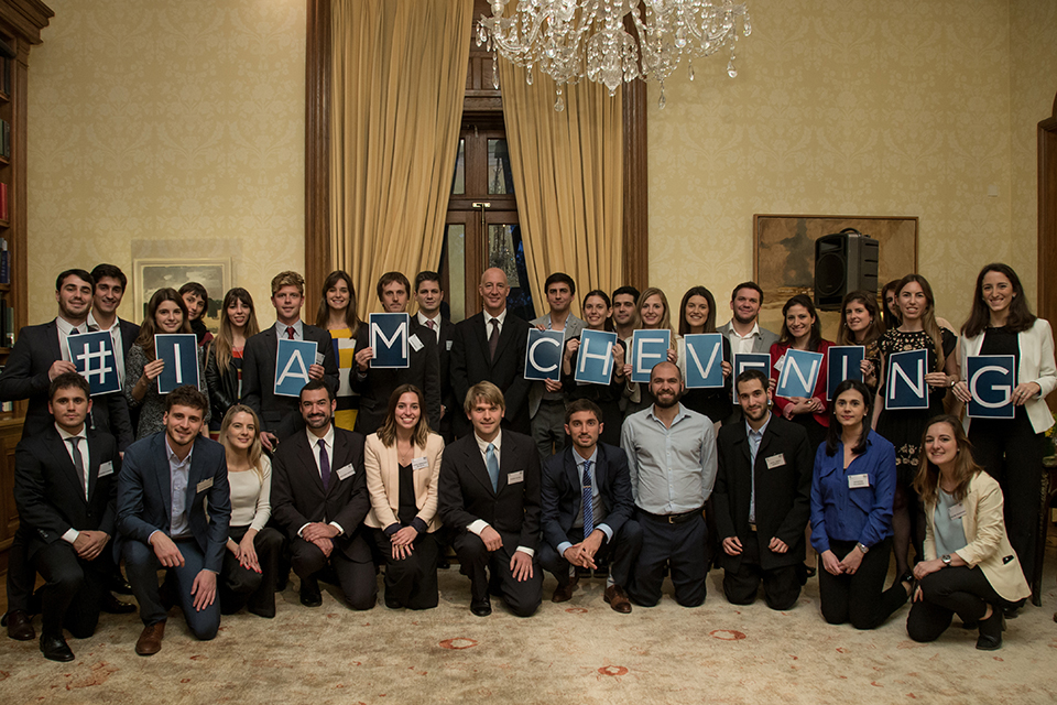 The group of 2017/2018 Chevening scholars with HMA Mark Kent