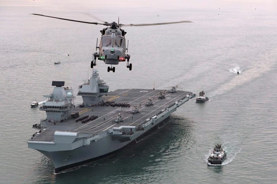 HMS Queen Elizabeth is currently on sea trials off the south coast of England.