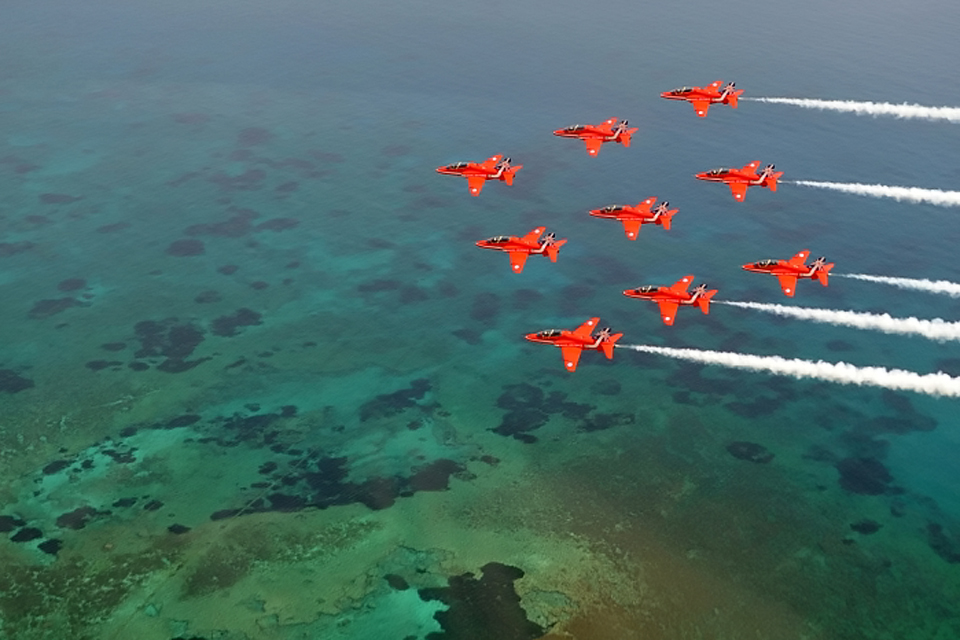 Hawk jets in a 'diamond nine' formation