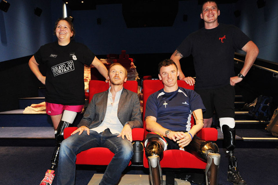Simon Pegg visits Headley Court MediCinema