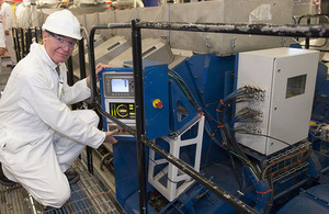 Minister of State for Defence Procurement, Philip Dunne, officially started the first of the ship’s four diesel generators