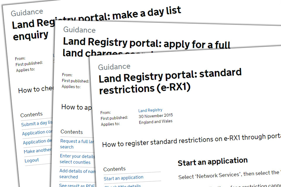 New guides to help customers use the Land Registry portal