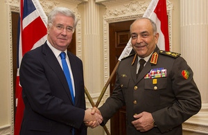 Defence Secretary Sir Michael Fallon met the Chief of Staff of the Egyptian Armed Forces Lieutenant General Mahmoud Hegazy. Crown Copyright.