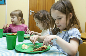 Pre-school children eating