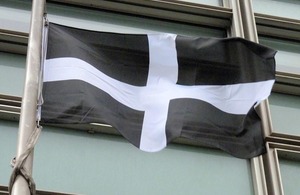 Cornwall flag flying outside Eland House