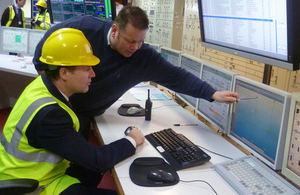 Deputy Prime Minister Nick Clegg at control centre of Peterhead power station