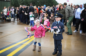 The families of II (Army Cooperation) Squadron personnel waiting to greet their loved ones