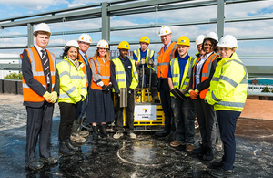 Transport Secretary Chris Grayling visits the Birmingham site of the National College of High Speed Rail