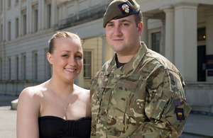 Guardsman Jordan Pearson with his wife, Loren