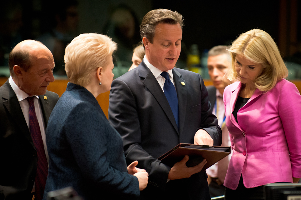 David Cameron at the first working session of the European Council June 2014.