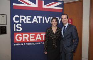 British Consul General Danny Lopez with British artist Tracey Emin, who has three pieces of art in the British Council Art Collection at the British Consulate in New York.