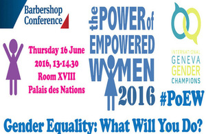 The Power of Empowered Women 2016 gender equality side event at the Palais des Nations, 16 June.