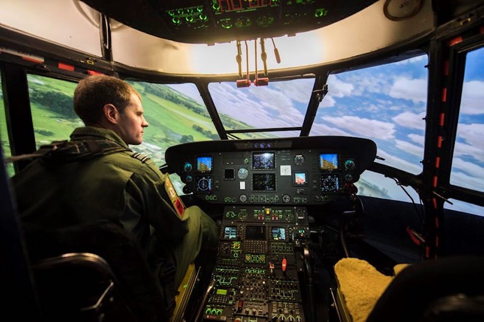 One of the helicopter simulators in action at RAF Benson.