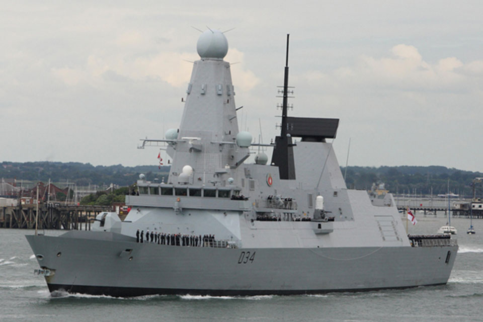 HMS Diamond leaving Portsmouth 