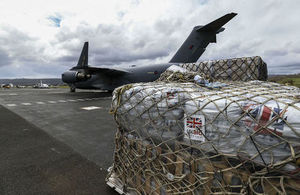 UK aid arrives in Vanuatu. Picture: Sgt Neil Bryden/Royal Air Force