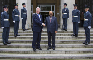 Defence Secretary Michael Fallon and Omani Minister Responsible for Defence Affairs, His Excellency Sayyid Badr bin Saud bin Harub Al Busaidi. Crown Copyright.