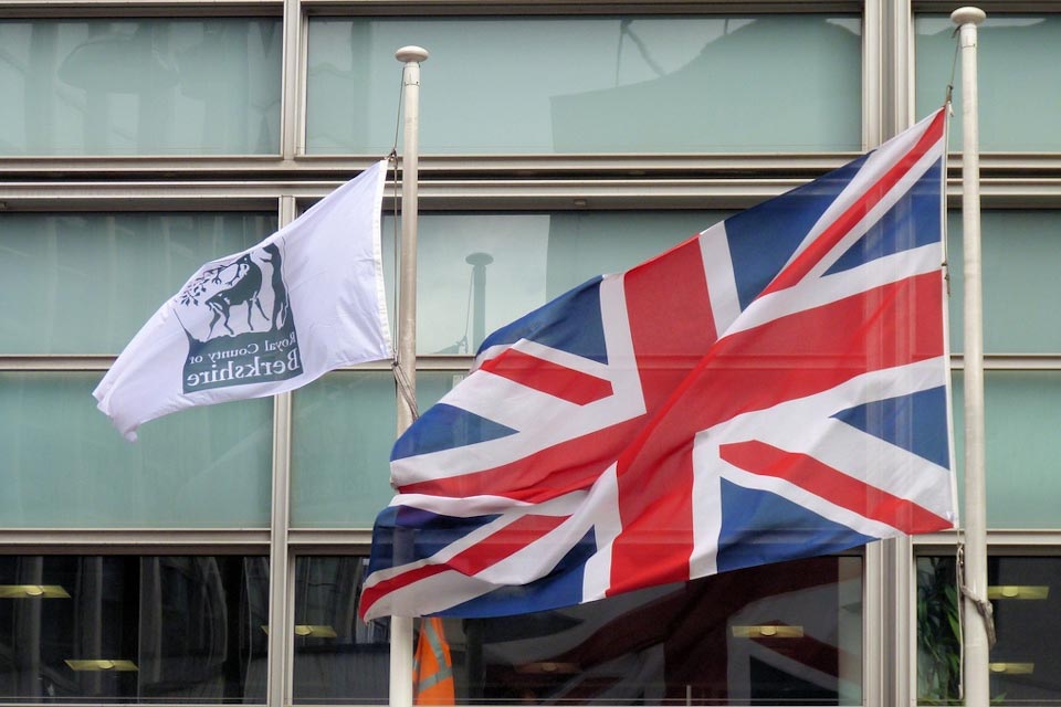 The Berkshire flag and Union Flag