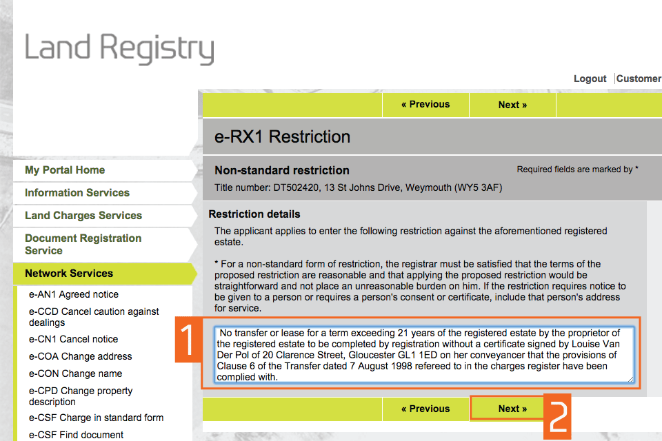 Add non-standard restriction details