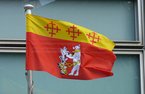 Warwickshire flag flying outside Eland House