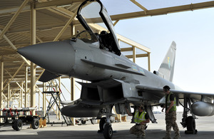 An RAF Typhoon from 6 Squadron at Al Dhafra Air Base in the United Arab Emirates [Picture: Crown Copyright/MOD 2013]