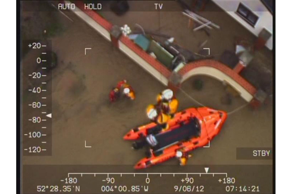 RAF SAR team rescues flood victims in Wales