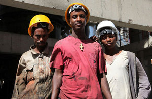 Working their way out of poverty: workers at a cement factory in Ethiopia. Picture: Gavin Houtheusen/DFID