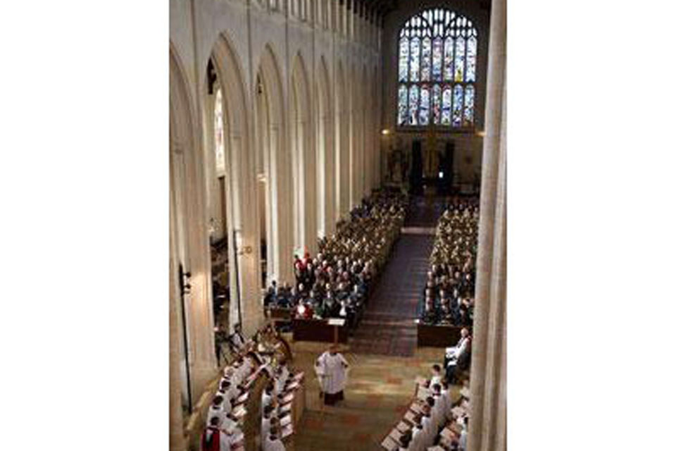 The service held in St Edmundsbury Cathedral to commemorate the 70th anniversary of the Royal Air Force Regiment  