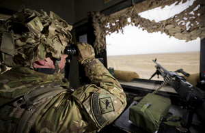An RAF gunner from 51 Squadron RAF Regiment mans an observation post at Camp Bastion (library image) [Picture: Sergeant Ross Tilly RAF, Crown copyright]
