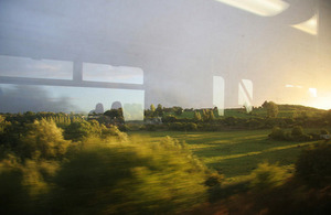 Image of countryside from train window