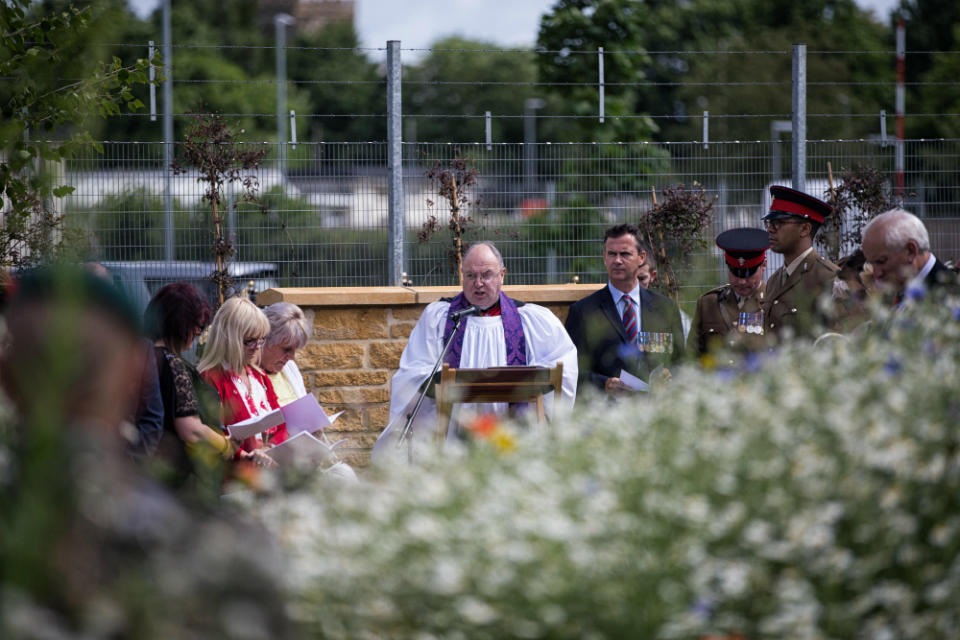 Padre Stephen Thatcher leading the Service of Dedication for the Repatriation Garden of Remembrance