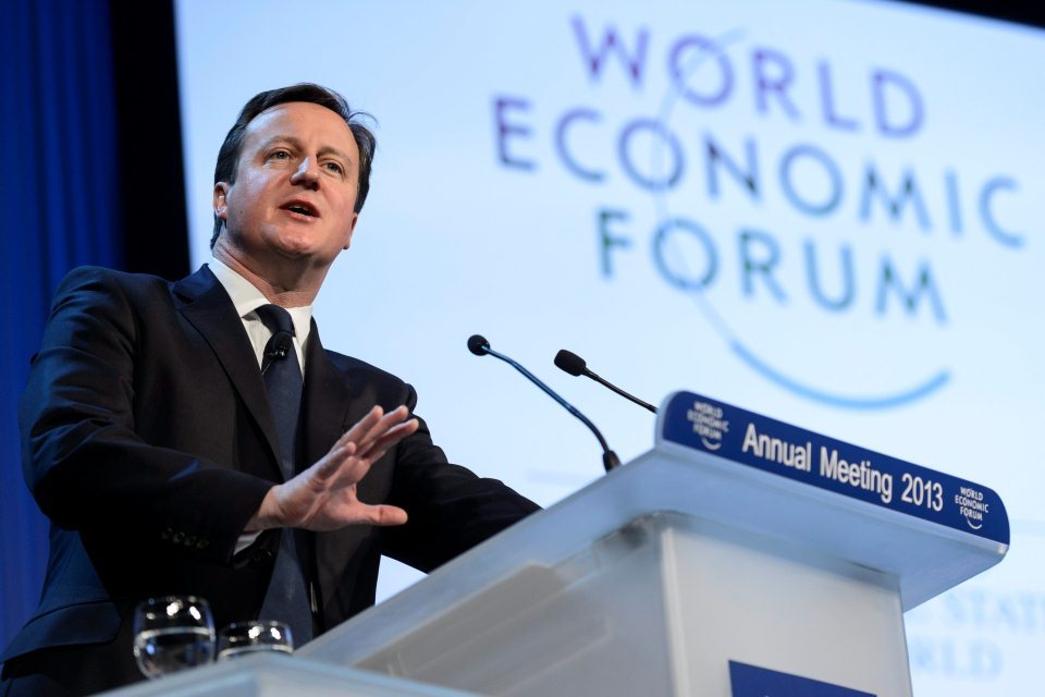 Prime Minister David Cameron outlines his G8 priorities at Davos