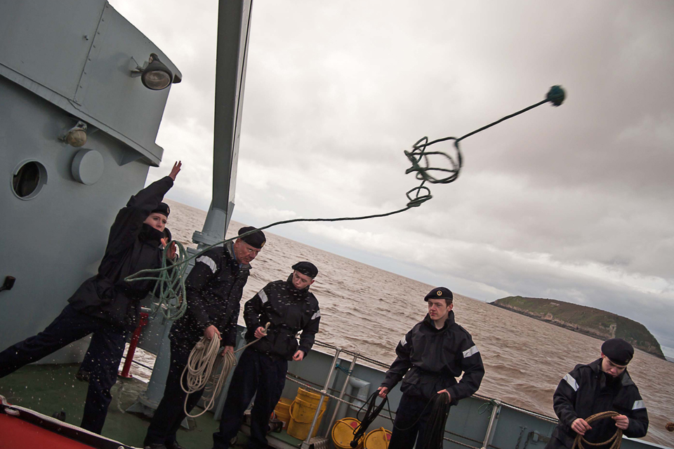 Royal Naval Reserves practise rope-throwing (library image)
