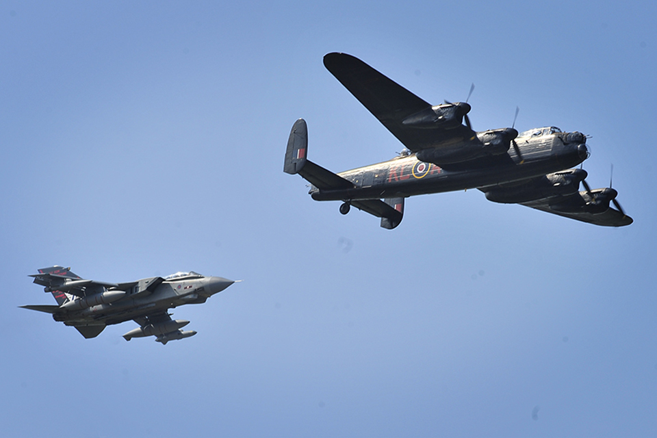 A Tornado GR4 with an Avro Lancaster bomber