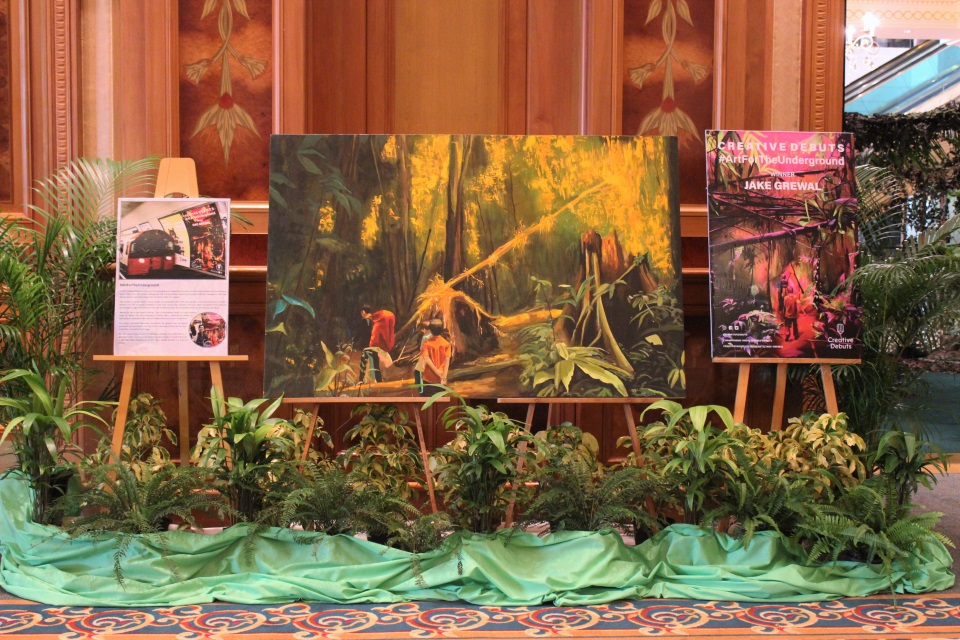 Paintings of Brunei's rainforest by a young British artist, Jake Grewal, based in South London, who won the “Art for the Underground” competition