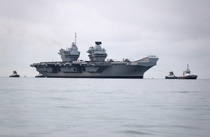 HMS Queen Elizabeth arrives in Portsmouth for the first time.