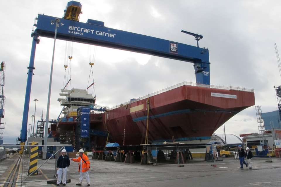 Bridge installation a milestone for UK carrier build