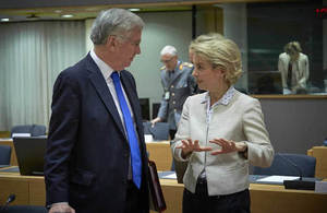 Sir Michael speaks to German Defence Minister Ursula von der Leyen today's meeting.